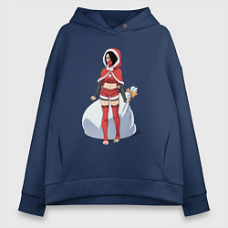 Толстовка оверсайз женская Christmas Girl, цвет: тёмно-синий