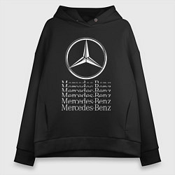 Толстовка оверсайз женская MERCEDES-BENZ МЕРСЕДЕС-БЕНЗ LOGO, цвет: черный