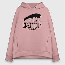 Толстовка оверсайз женская Дирижабль Led Zeppelin с лого участников, цвет: пыльно-розовый