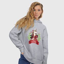 Толстовка оверсайз женская Christmas Unicorn, цвет: меланж — фото 2