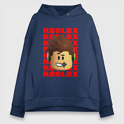 Толстовка оверсайз женская ROBLOX RED LOGO LEGO FACE, цвет: тёмно-синий