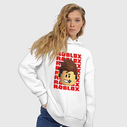 Толстовка оверсайз женская ROBLOX RED LOGO LEGO FACE, цвет: белый — фото 2