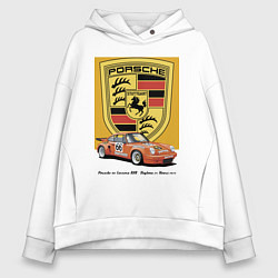 Толстовка оверсайз женская Porsche 911 Carrera RSR - Daytona 24 Hours 1973, цвет: белый