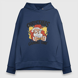 Толстовка оверсайз женская Gaming Santa, цвет: тёмно-синий
