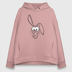 Толстовка оверсайз женская Заяц пучеглазый, цвет: пыльно-розовый