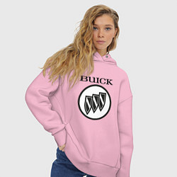 Толстовка оверсайз женская Buick Black and White Logo, цвет: светло-розовый — фото 2
