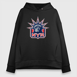 Толстовка оверсайз женская Нью Йорк Рейнджерс New York Rangers, цвет: черный