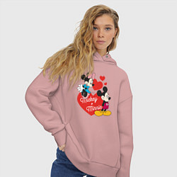 Толстовка оверсайз женская Mickey x Minnie Love, цвет: пыльно-розовый — фото 2