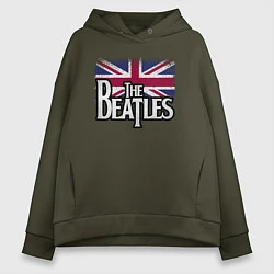 Толстовка оверсайз женская The Beatles Great Britain Битлз, цвет: хаки