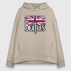 Толстовка оверсайз женская The Beatles Great Britain Битлз, цвет: миндальный