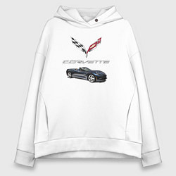 Толстовка оверсайз женская Chevrolet Corvette, цвет: белый