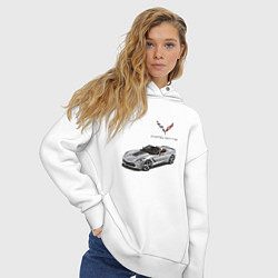 Толстовка оверсайз женская Chevrolet Corvette - Racing team, цвет: белый — фото 2