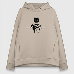 Женское худи оверсайз Stray: Black Logo