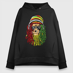 Толстовка оверсайз женская Rasta lioN, цвет: черный