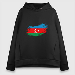 Толстовка оверсайз женская Флаг - Азербайджан, цвет: черный