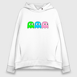 Толстовка оверсайз женская Pac man - play Для двоих, цвет: белый