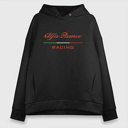 Толстовка оверсайз женская Alfa Romeo racing - logo, цвет: черный
