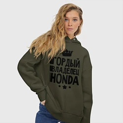 Толстовка оверсайз женская Гордый владелец Honda, цвет: хаки — фото 2