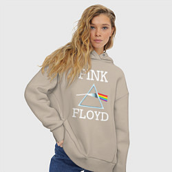 Толстовка оверсайз женская PINK FLOYD - ПИНК ФЛОЙД ЛОГОТИП, цвет: миндальный — фото 2