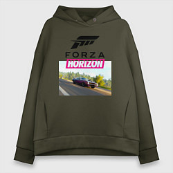 Толстовка оверсайз женская Forza Horizon 5 Plymouth Barracuda, цвет: хаки