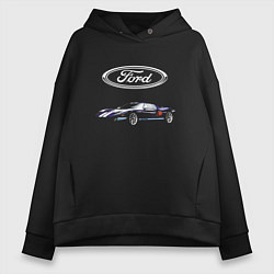 Толстовка оверсайз женская Ford Racing, цвет: черный