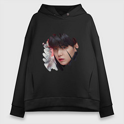 Толстовка оверсайз женская Agust D SUGA BTS, цвет: черный