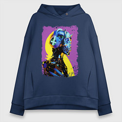 Толстовка оверсайз женская Cyber fashion skull 2028, цвет: тёмно-синий