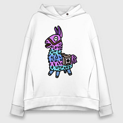 Толстовка оверсайз женская Фортнайт Лама Fortnite Lama, цвет: белый