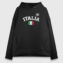 Толстовка оверсайз женская Футбол Италия, цвет: черный