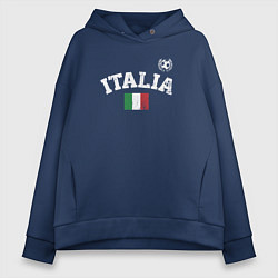 Толстовка оверсайз женская Футбол Италия, цвет: тёмно-синий