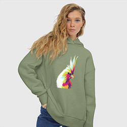 Толстовка оверсайз женская Цветной попугай Colors parrot, цвет: авокадо — фото 2