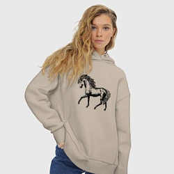 Толстовка оверсайз женская Мустанг Лошадь, цвет: миндальный — фото 2