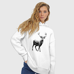 Толстовка оверсайз женская Черный олень Black Deer, цвет: белый — фото 2