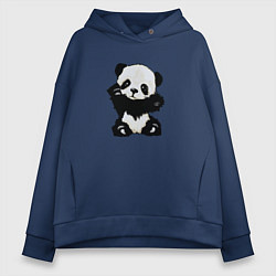 Толстовка оверсайз женская Cute Baby Panda, цвет: тёмно-синий