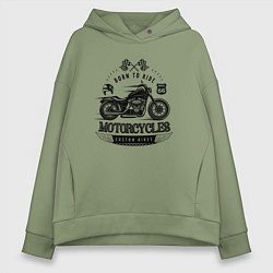 Толстовка оверсайз женская Motorcycle Born to ride, цвет: авокадо