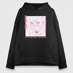 Толстовка оверсайз женская Кросплеер Китагава, цвет: черный