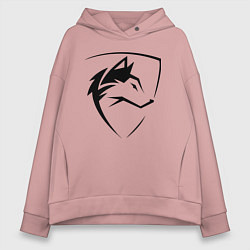 Толстовка оверсайз женская Wolf Emblem Jaw, цвет: пыльно-розовый
