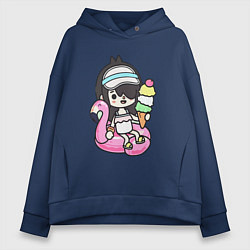 Толстовка оверсайз женская Toca Boca девочка геймер, цвет: тёмно-синий