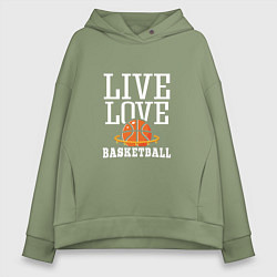 Толстовка оверсайз женская Live Love - Basketball, цвет: авокадо