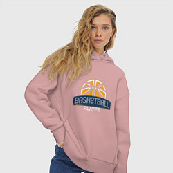 Толстовка оверсайз женская Basketball - Player, цвет: пыльно-розовый — фото 2