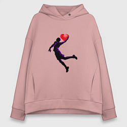 Толстовка оверсайз женская Сердце Баскетболиста, цвет: пыльно-розовый