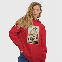 Толстовка оверсайз женская Coffee Cup Retro, цвет: красный — фото 2