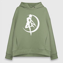 Толстовка оверсайз женская Сейлор на фоне месяца, цвет: авокадо