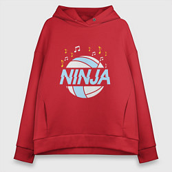 Толстовка оверсайз женская Volleyball Ninja, цвет: красный