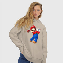 Толстовка оверсайз женская Марио - крутейший гольфист Super Mario, цвет: миндальный — фото 2