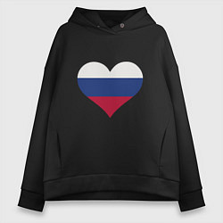 Толстовка оверсайз женская Сердце - Россия, цвет: черный