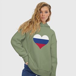 Толстовка оверсайз женская Сердце - Россия, цвет: авокадо — фото 2