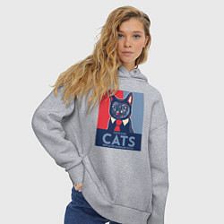 Толстовка оверсайз женская Vote for cats, цвет: меланж — фото 2