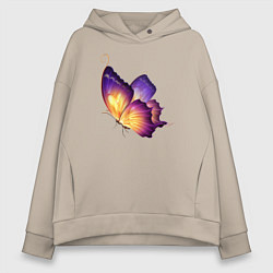 Толстовка оверсайз женская Красивая бабочка A very beautiful butterfly, цвет: миндальный