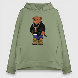 Женское худи оверсайз Gangsta bear Крутой мишка